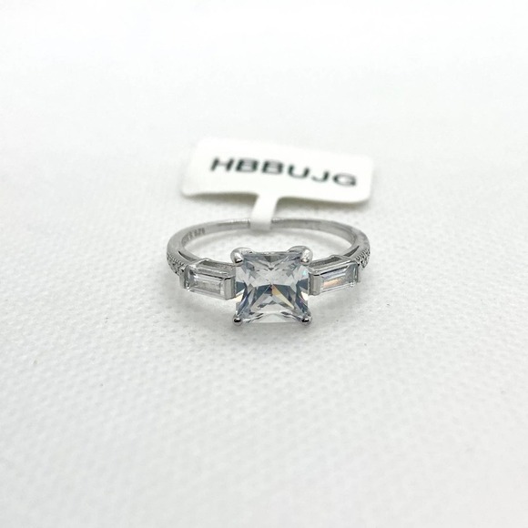 SIZE 9 925 Square Cut CZ Ring - Picture 4 of 12